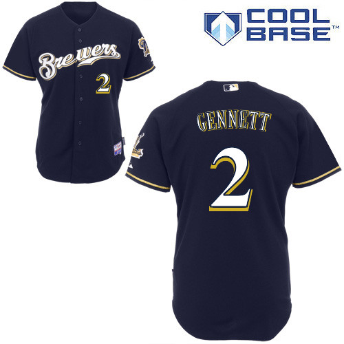 Scooter Gennett #2 Youth Baseball Jersey-Milwaukee Brewers Authentic Alternate Navy Cool Base MLB Jersey